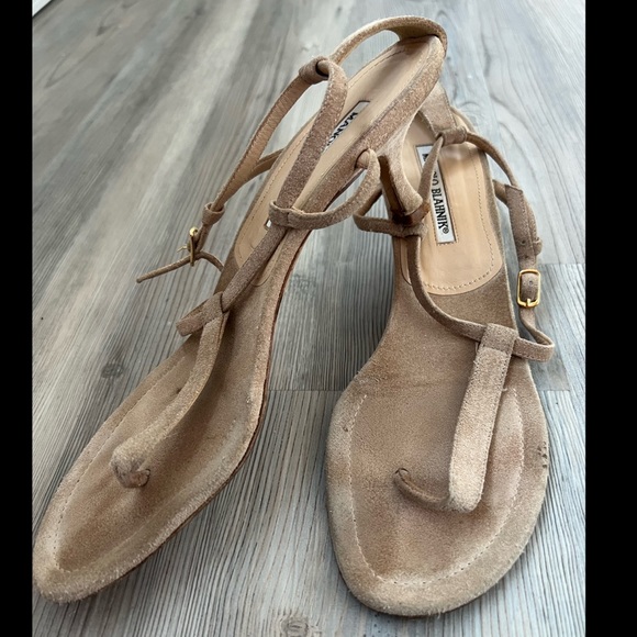 Manolo Blahnik Suede Sandals - Picture 2 of 9